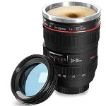 Jariwala Black Steal and Plastic Camera Lens Shaped Coffee Mug