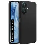 Fashionury Back Cover Case for Redmi 13C 5G | Matte Soft Silicon Flexible | Camera Bump Protection | All Side Shock Proof Rubberised Back Case Cover for Mi Redmi 13C 5G (Black)