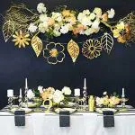 My Party Suppliers Gold and Silver Leaves Flower Birthday Banner Paper Garland Decorations for Wedding Luau Hawaii Party