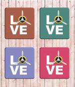 Whats Your Kick Love With Plane Fan Printed Set of 4 Coaster With Metal Stand