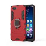 TRIFTY Red Thermoplastic Polyurethane Heavy Duty Shockproof Armor Kickstand Back Case Cover with Ring Holder for Oppo A3s|MOBILE COVER|COVER|BACK COVER|MOBILE CASE|FLIP COVER