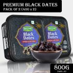NutroVally - Premium Black Dates (Khajur) for Strong Bones | 100% Natural & Fresh | Anti-Oxidants Rich Dry Dates (400+400g)