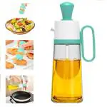 KATHIYAWADI 2 in 1 Olive Oil Bottle Glass Seasoning Container Oil/Honey/Vinegar Dispenser Bottle for Kitchen Cooking, Frying, Baking, BBQ Pancake, Air Fryer, Marinating (630 ML, Multi Color)