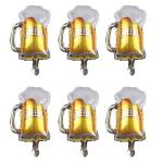 Festiko 10 Pcs Beer Mug Cheers Foil Balloons Gold 16 Inch Mylar Balloon Beer Theme Party Decoration