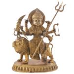 Kalarambh Bharat Haat Yellow Brass Goddess Ambe Maa Idol Handicraft Art 34.29 x 20.32 x 42.92 cm