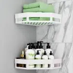Self-Adhesive Bathroom Shelf Organizer No Drilling Bathroom Shelves with Towel Hanger