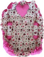 Babysparsh Cotton Baby Bed Sized Bedding Set (Pink and White)