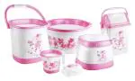 Joyo Better Homes Deluxe Square Floral Printed Bathroom Set (Pink) 6pcs