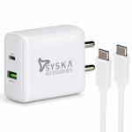 SYSKA 36W Super-Fast Charging Dual Output Wall Adapter With Type-C Charging Cable
