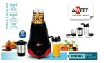 AMEET Nutri mix Grinder Blender for Home Kitchen, 450 Watts Mixer Grinder, Juicer Machine, Blender for Smoothie and Juices with 2 Stainless steel Blades (Wet & Dry Blades), 3 Jars I Red