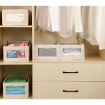 SHALVI Foldable Storage Box for Clothes, Foldable Closet Organiser, Portable Storage Baskets, Drawer Organizers with Clear Mesh Window (Cream) (pack of 2)