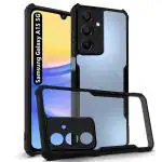 Fashionury Ultra-Hybrid Crystal Clear Back Cover Case for Samsung Galaxy A15 5G | Total Camera Protection | Shockproof Design | Transparent Back (PC & TPU) Samsung A15 5G (Black Bumper)