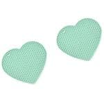 Ramkuwar Heart Design Silicone Trivet Mat Countertop and Table Hot Pan Holder Non Slip Serving Dishes Plates (Green) - 2 Piece