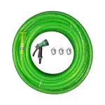 ALANPLAST Heavy-Duty Green PVC Braided Hose Pipe Set (1/2 Inch) : 7-Pattern Sprayer, 3 Clamps - Perfect for Gardening, Car Wash, Floor Cleaning - Durable, Easy Connect.(20 Meter)