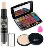 Lenon Beauty Concealer Bronzer Highlighter Stick 3D Contour Balm And Mini Eyeshadow Pallete & Compact Pressed Powder (4 Items in the set)