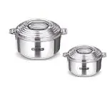 MILTON Galaxia Stainless Steel Casserole (1500+1500, Silver) - Set of 2 Pcs