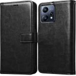 Juberous Vintage Leather Finish Flip Cover for Realme Narzo 50 Pro 5G | Inside Pockets & Inbuilt Stand | Wallet Style Back Case | Magnet Closure (Black)