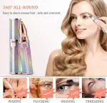 HEMIZA Portable eyebrow trimmer for women, epilator for women, facial hair remover for women,Face, Lips, Nose Hair Removal Electric Trimmer with Light (with usb cable) (rainbow)
