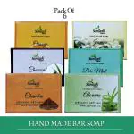 Samazh Organic Orange & Jasmine &Charcoal & Peppermint & Chandan & Aloevera Herbal Soap COMBO (600g)