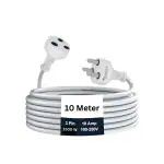 Aster Single Outlet Socket Extension Board - 10A Expandable Electric Extension with 10M Heavy Duty Long Wire Cord for Indoor Outdoor Use (White)