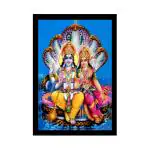 Dharvika Innovations Synthetic Lord Vishnu Laxmi Painting Sparkle Coated Home Decorative With Frame, 14 X 20 Inch