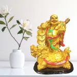 JRG Laughing Buddha for Money, Wealth and Good Luck Idol Statue (13 cms x 8 cms x 17 cms)