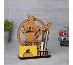 Future Works - Gift Kya De - Arvind Kejriwal wooden Momento Tabletop Desk Organizer with Pen Stand and Visiting Card Holder Kejriwal aap Photo Motivational Gift (9 x 7 inch Bamboo Made in India Eco Friendly)5.1D x 16.5W x 22.9H Centimeters