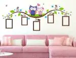 Lanstick Vinyl Multicolor Smiling Owls Self Adhesive Wall Sticker 35 inch