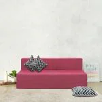 Fresh Up Sofa Cum Bed Jute Fabric Washable Cover with Cushion (Maroon, 5X6 Feet (3 Seater)
