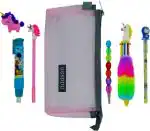 POKSI Combo Stationary Art Plastic Pencil Box l Set of 7 Multicolor
