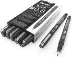Pentel Pointliner Drawing Pen | Durable Tip & Acid Free Ink | Water And Fade Resistant Pigment Ink | Black (12, 0.8)