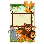 Festiko Animal Jungle Theme Invitation Cards (24 Pcs), Theme Birthday Supplies, Return Gifts For Kids, Gift Accessories, Party Items, Animal Jungle Theme Stationary Supplies