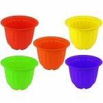Ojorey Jasmine Pot, Flower Pots for Home Garden, Plastic Jasmine Garden Pot for Plants, Plant Container Set (Set of 5, Multicolor)