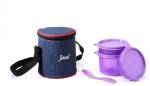JAVA Round Lunch Box Purple 3 Containers Lunch Box (200 ml, Thermoware)