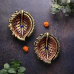 THE HANDICRAFTIAN LARGE PEEPAL DIYA SET OF 2