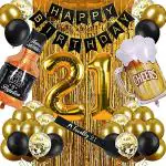 SHANAYA Happy 21st Birthday Decoration Foil Balloon Kit (48 Pieces)