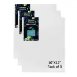 Eduway Medium Grain 10x12 inch Cotton Canvas Board- Pack of 3, (25x30 cms) with 4mm MDF Board Backing, for Painting