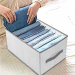 QUAIL T-shirt Jeans Divider Box Drawer Organizer , Fabric Wardrobe Foldable Clothes Storage Cabinet Closet Organizer Grid Box T-shirt Organizer for Storing T-shirt Pants Jeans Draw Organize (7 Grid)