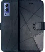 SUPER-ME Vivo Y52 5g Black Leather Dual Protection Flip Cover