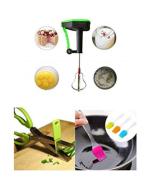 Shoparam 3Pcs Combo of Power Free Stylish Hand Blender Machine for Kitchen + 5 Blade Vegetable Stainless Steel Herbs Scissor + Silicon Brush for Oil, Barbecue and Pastry