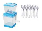BLUE WONDER Vegetables Plastic Onion Chopper With Stainless Steel 12 Pcs Coffee Spoon Set and (Multicolour, Pack of 2)