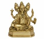 Kartique Brass Trimurti Brahma Vishnu Mahesh Figurine 5 Inch