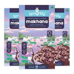 Sprightly Not Fried Dark Chocolate Makhana Roasted Ancient Grain Cluster 375 G (125 G Each) Pack Of 3