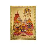 Hawai Puri Jagannath Adhesive Small Pocket Size Gold Plated Photo for Worship Use 3.5x2.5 inch SFDI359_PKT