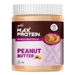 Max Protein Peanut Butter Spread Creamy - Unsweetened (Pack of 1), 1Kg