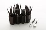 Bright Wave Brown Stainless Steel Cutlery Set with Stand (24 pcs)