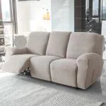 HOKIPO 3 Seater Recliner Sofa Cover, 210GSM Thick T-Type Jacquard, Taupe Brown (AR-4974-KHK)