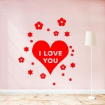 Ashamohar I Love You Stars Wall Stickers Home Decoration for Hall, Living Room Self Adhesive Sticker Red (Pack of 1)