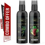 Desi Crew Castor Oil and Grapeseed Oil for Skin, Body and Hair Care 100 ml Each