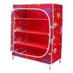 Little Leaf Aquatic Red Shelves Baby Foldable Wardrobe With 4 Shelves